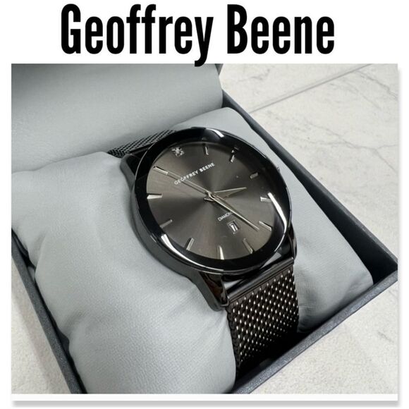 New In Box Geoffrey Beene Gunmetal Mens Watch - Picture 1 of 9